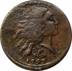 1793 Flowing Hair Cent. Wreath Reverse. S-6. Rarity-3. Vine and Bars Edge. Fine-12 Details--Corroded