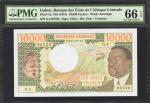 GABON. Republique Gabonaise. 10,000 Francs, ND (1974). P-5a. PMG Gem Uncirculated 66 EPQ.