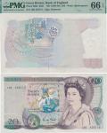 Great Britain; "Bank of England", 1984-88, Error note : missing printing error, 20 Pounds, P.#380d, 