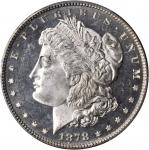 1878 Morgan Silver Dollar. 7 Tailfeathers. Reverse of 1878. MS-65 PL (PCGS).