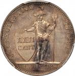 SWITZERLAND. Vaud. Franc, 1845. PCGS MS-62 Gold Shield.