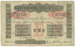 Banknotes – India. Government of India: 10-Rupees, third issue, 27 June 1918, Rangoon, serial no.ID7