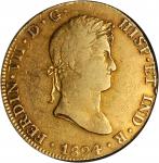 PERU. 8 Escudos, 1824-G. Cuzco Mint. NGC VF-20.