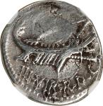 MARC ANTONY. AR Denarius, Patrae (?) Mint, ca. 32-31 B.C. NGC Ch F. Edge Filed, Polished, Ex Jewelry