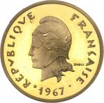 NOUVELLES-HÉBRIDESVe République (1958 à nos jours). Piéfort de 20 francs en Or, Flan bruni (PROOF) 1