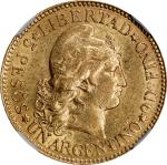 ARGENTINA. 5 Pesos, 1889. Buenos Aires Mint. NGC MS-60.