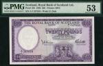 x Royal Bank of Scotland, ｣20, 19 March 1969, serial number A/1 247810, purple, arms at lower right,