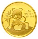 1 / 2 oz GOLD friendship panda 1991. To the international coinsexhibition in Munich. Welds in wooden