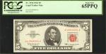 Lot of (2) Consecutive Fr. 1536. 1963 $5 Legal Tender Notes. PCGS Currency Gem New 65 PPQ.