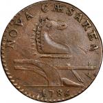 1786 New Jersey Copper. Maris 14-J, W-4810. Rarity-1. Wide Shield. AU-50 (PCGS).