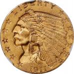 1911 Indian Quarter Eagle. MS-62 (NGC).