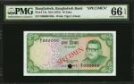 BANGLADESH. Bangladesh Bank. 10 Taka, ND (1973). P-14s. Specimen. PMG Gem Uncirculated 66 EPQ.