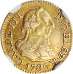 SPAIN. 1/2 Escudo, 1786-M DV. Madrid Mint. Charles III. NGC AU-53.