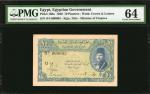 EGYPT. Egyptian Government. 10 Piastres, 1940. P-168a. Low Serial Number. PMG Choice Uncirculated 64