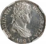 GUATEMALA. Real, 1821-NG M. Nueva Guatemala Mint. Ferdinand VII. NGC MS-63 Prooflike.