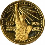 1976 National Bicentennial Medal. Small Format. Gold. 23 mm. 12.7 grams. Swoger-52ID. Cameo Proof.