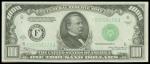 USA, $1000, 1934, serial number F00058129A, black and light green, portrait at centre, seal at right