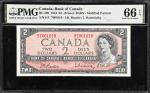 CANADA. Lot of (2). Bank of Canada. 2 Dollars, 1954. BC-38b. Consecutive. PMG Gem Uncirculated 66 EP
