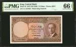 IRAQ. Central Bank of Iraq. 1/2 Dinar, 1947 (ND 1959). P-43. PMG Gem Uncirculated 66 EPQ.
