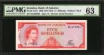 JAMAICA. Bank of Jamaica. 5 Shillings, 1960 (ND 1964). P-51Ab. PMG Choice Uncirculated 63.