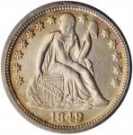 1849-O Liberty Seated Dime. Fortin-104a. Rarity-5. Repunched Date, Small O. Unc Details--Cleaned (PC