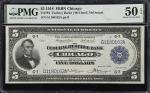 Fr. 794. 1918 $5 Federal Reserve Bank Note. Chicago. PMG About Uncirculated 50 EPQ.