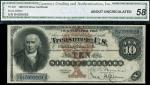 x United States, Silver Certificate, $10, Series of 1880, serial number B4099968, black on brown, Ro
