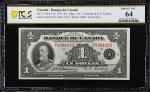 CANADA. Banque du Canada. 1 Dollars, 1935. BC-2. PCGS Banknote Choice Uncirculated 64.