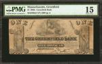 Greenfield, Massachusetts. Greenfield Bank. 1862. $1. PMG Choice Fine 15.