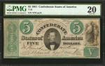 T-33. Confederate Currency. 1861 $5. PMG Very Fine 20.