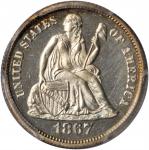 1867 Liberty Seated Dime. Proof-63 (PCGS).