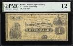 Spartanburg, South Carolina. Town of Spartanburg. 1874  $1. PMG Fine 12.