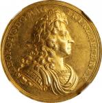GREAT BRITAIN. George I Coronation Gold Medal, 1714. London Mint. NGC AU-58.