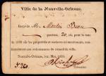 Louisiana--New Orleans. 1828 Slave Tax Receipt. Rulau E-La-100. Rarity-7. Extremely Fine.