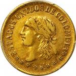 COLOMBIA. 2 Pesos, 1863-M. Medellin Mint. PCGS EF-45 Gold Shield.