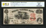 Providence, Rhode Island. Mount Vernon Bank. 1850s. $3. PCGS Banknote Choice Uncirculated 63.
