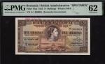 Bermuda Government, specimen 5 shillings, 20 October 1952, serial number A/1 000000, (Pick 18as, TBB