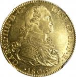 MEXICO. 8 Escudos, 1806-Mo TH. Mexico City Mint. Charles IV. NGC MS-62.