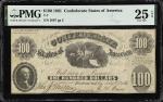 T-7. Confederate Currency. 1861 $100. PMG Very Fine 25 EPQ.