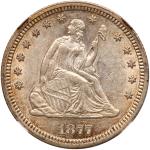 1877-CC Liberty Seated Quarter Dollar. NGC AU58
