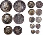 1911年英国银币8枚一组，1/2 Crown至1 Penny，分别评PCGS PR66， PR66+， PR66， PR66， PR66， PR66， PR66及PR65，吸引的包浆