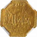 Undated (ca. 1898) U.S.S. Maine / Old Glory Medalet. Gilt. MS-63 (NGC).