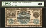 COLOMBIA. Estado de Cundinamarca. 1 Peso, 1884 Billetes del Estado Issue. P-S176. PMG Very Fine 30.