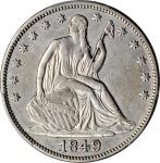 1849 Liberty Seated Half Dollar. WB-6, FS-301. Rarity-5. Repunched Date. EF-45 (PCGS).