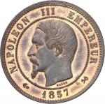 FRANCESecond Empire / Napoléon III (1852-1870). Piéfort de dix centimes tête nue, tranche cannelée 1