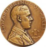 1919 Prince of Wales Medal. Bronze. 63.3 mm. By John Flanagan. Miller ANS-41. Mint State.