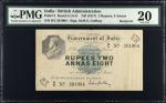 1917年印度政府2卢比、8安纳斯。INDIA. Government of India. 2 Rupees, 8 Annas, ND (1917). P-2. PMG Very Fine 20.