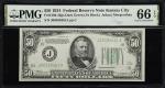 Fr. 2102-Jdgs. 1934 Dark Green Seal $50 Federal Reserve Note. Kansas City. PMG Gem Uncirculated 66 E