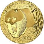 2002年熊猫纪念金币1盎司 NGC MS 69 China (Peoples Republic), gold 500 yuan (1 oz) Panda, 2002, frosted bamboo 