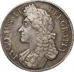 Great Britain. 1688. Silver. F/VF. Crown. James II Silver Crown